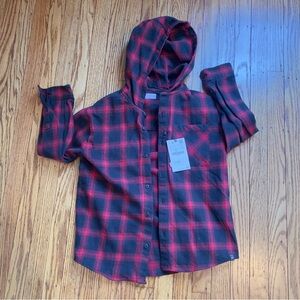 NWT // Size: 9 // Zara Boys Plaid Hooded Shirt